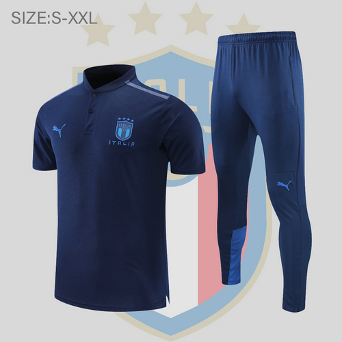 maglia polo calcio italia 2022-2023 blu